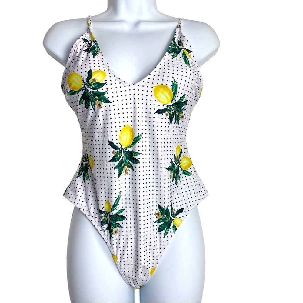 Zaful Lemon Print One-Piece Swimsuit Limoncello